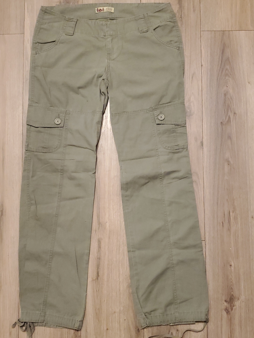 Olive Green Cargo Pants with Buttoned Pockets